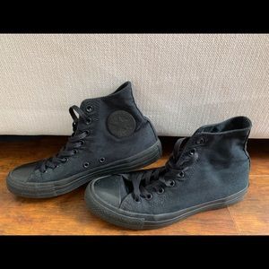 Black monochrome Converse hi tops